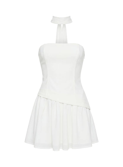 Odela Strapless Drop Waist Mini Dress White