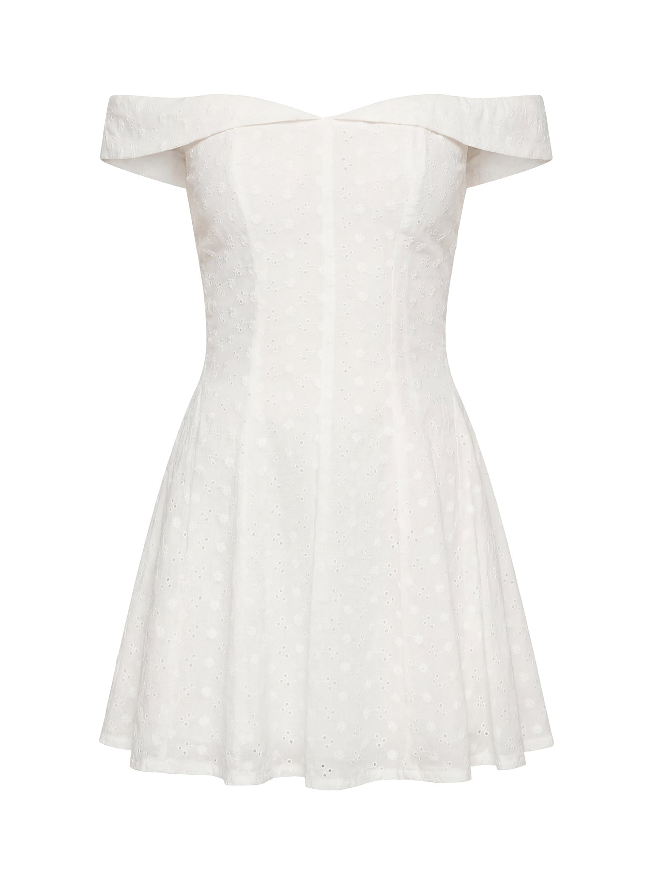 Rosebud Broderie Off The Shoulder Mini Dress White