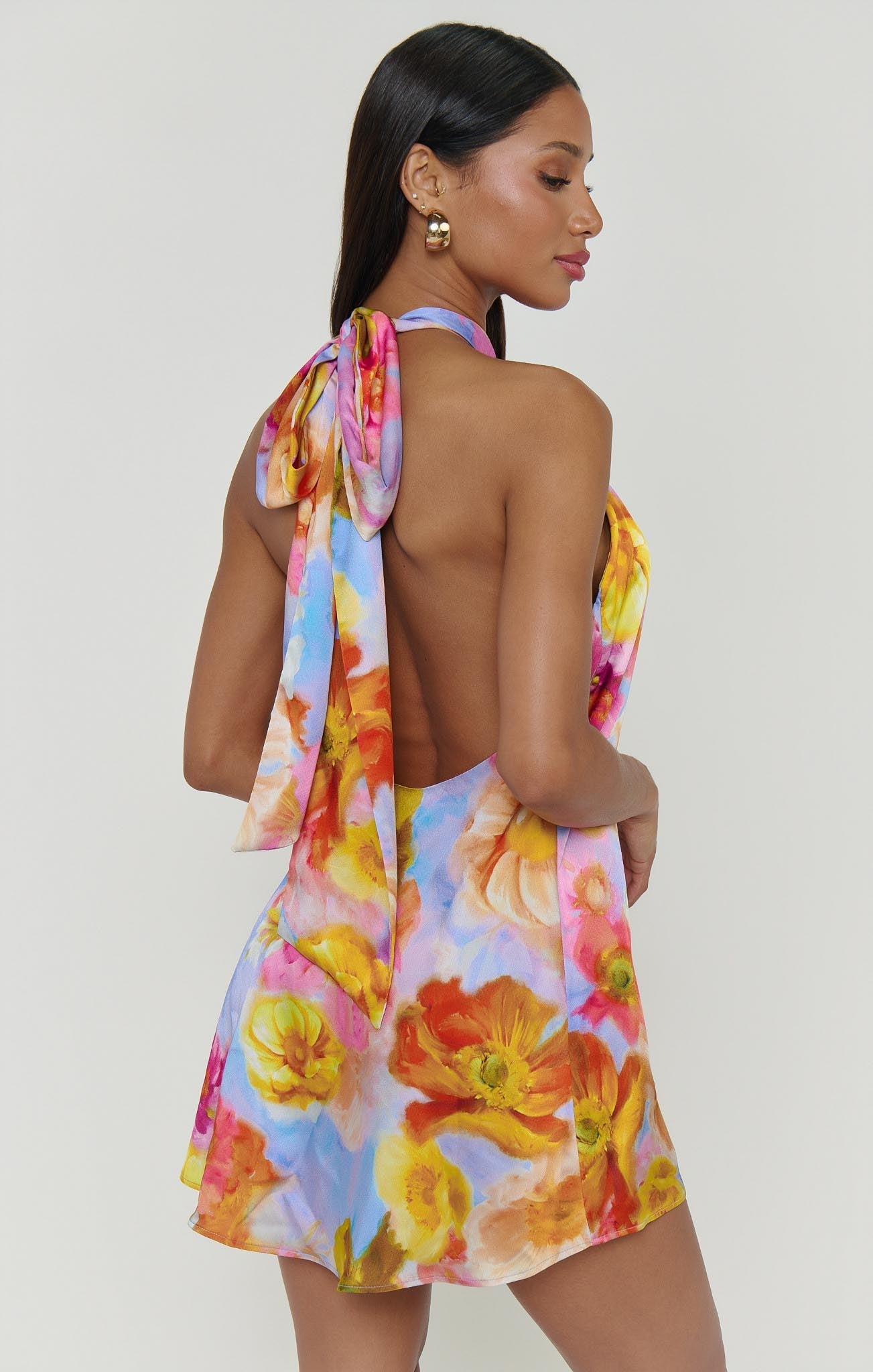 Twist Mini Dress ~ Brushed Blooms