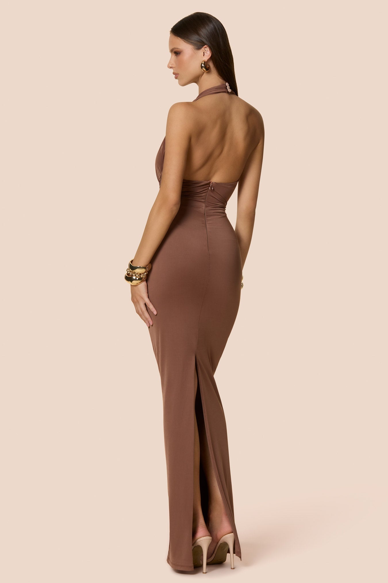 Nookie Portia Halter Maxi Dress - Coffee