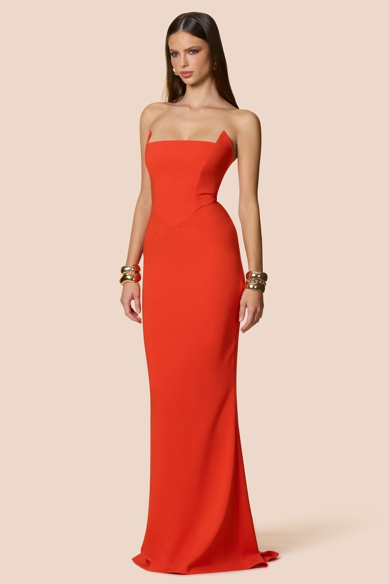 Nookie Aaliyah Strapless Gown - Tangerine