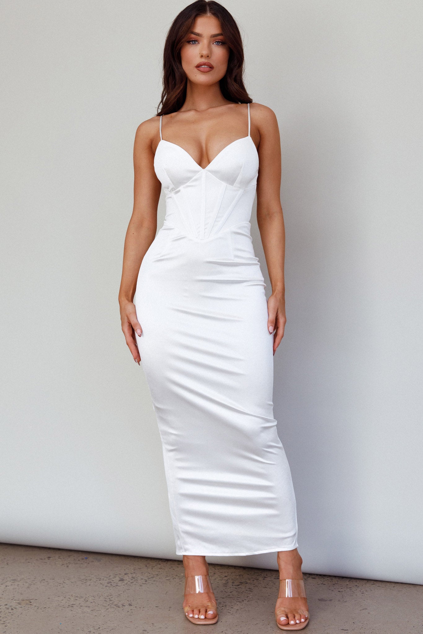 Sera Lace Up Back Dress - White