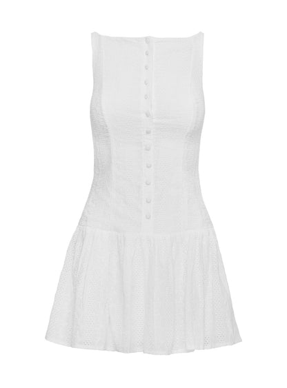 Sweeter Places Embroidered Mini Dress White