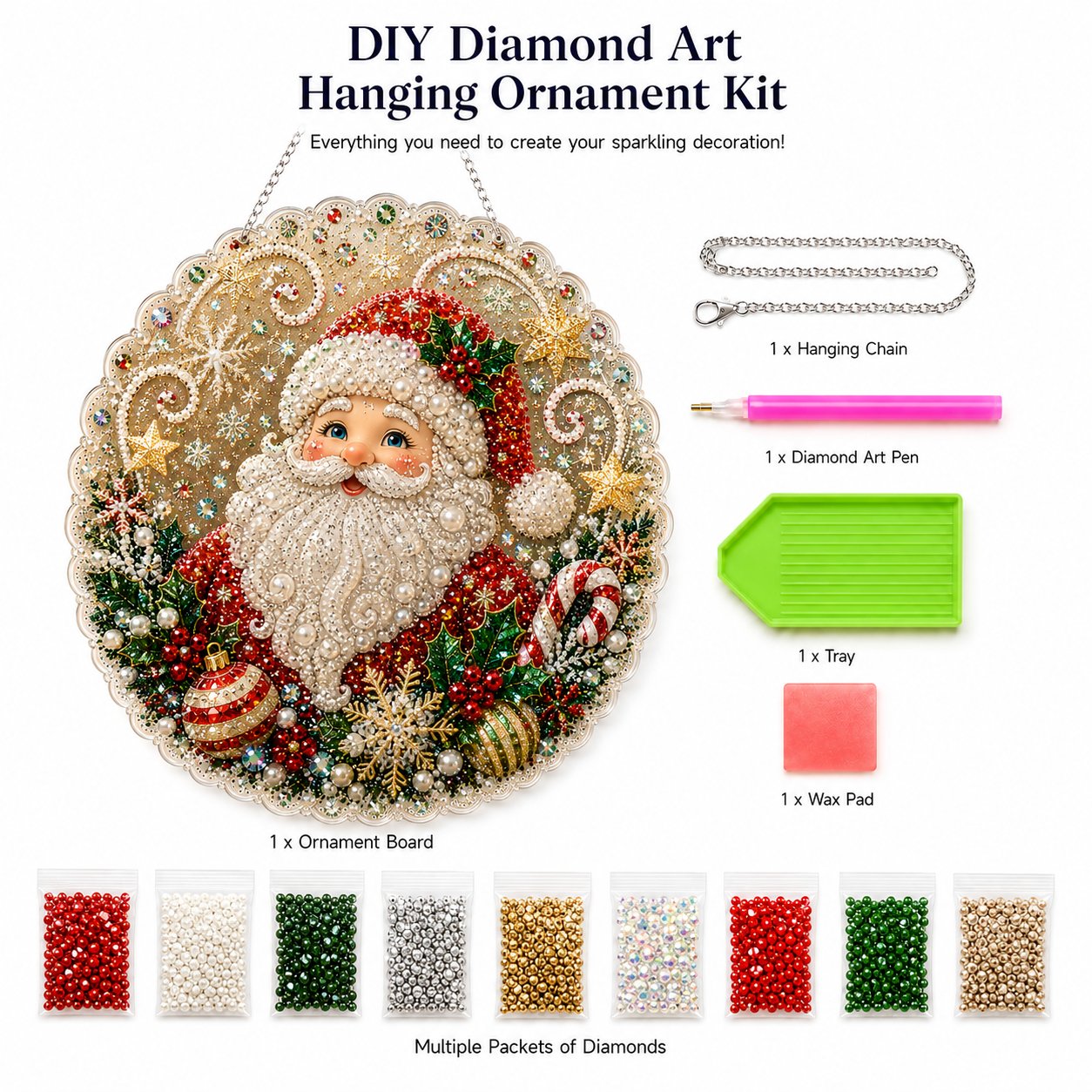 🎄 LAST DAY 49% OFF – ✨ Christmas Pearl Diamond Art Hanging Ornament Kit |  DIY Handmade Holiday Hanging Decor 🎅💎