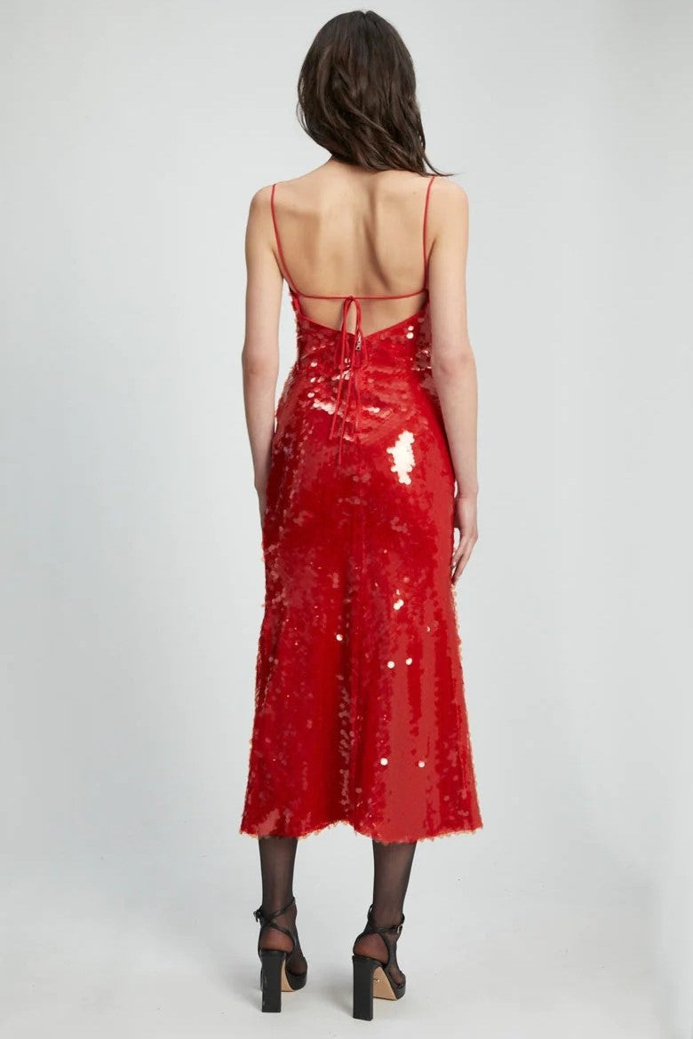 Karina Sequin Maxi Dress - Red