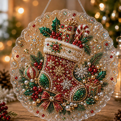 🎄 LAST DAY 49% OFF – ✨ Christmas Pearl Diamond Art Hanging Ornament Kit |  DIY Handmade Holiday Hanging Decor 🎅💎