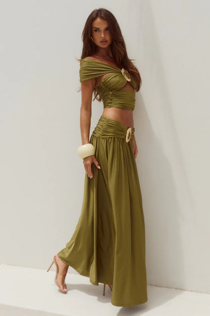 Nivali Maxi Skirt - Olive