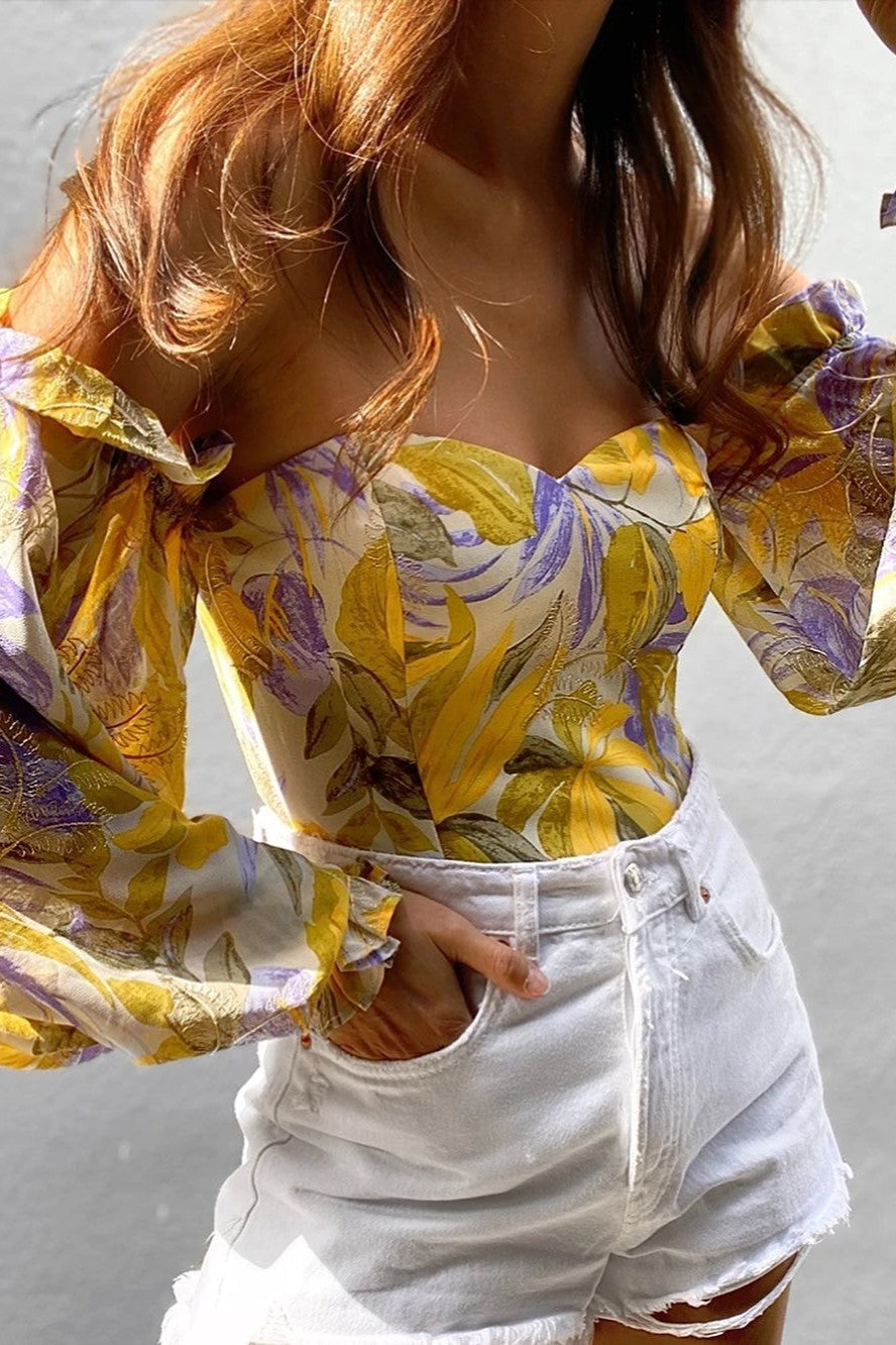 Oriana Bodysuit - Yellow Floral