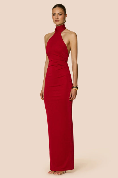 Nookie Crush Halter Gown - Red
