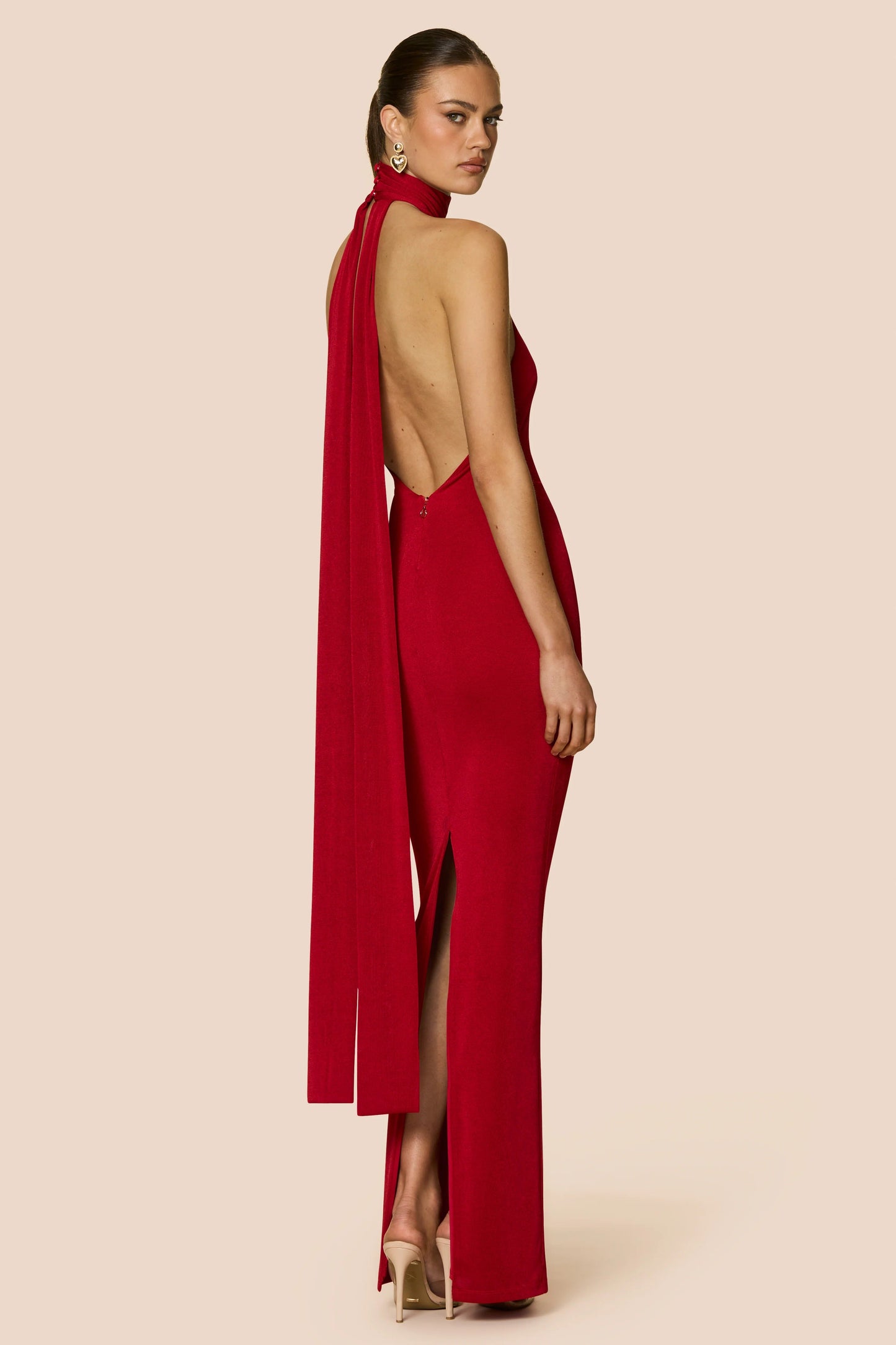 Nookie Crush Halter Gown - Red