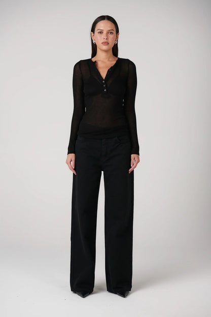 Xavier Button Top - Black