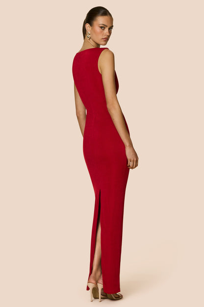 Nookie Crush Drape Maxi Dress - Red