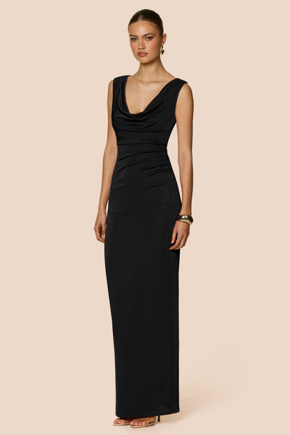 Nookie Crush Drape Maxi Dress - Black