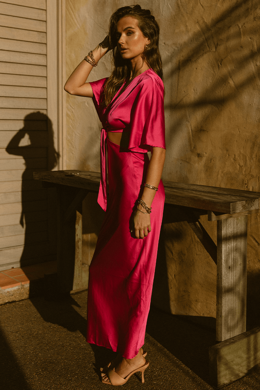 Kaylee Midi Dress - Fuschia