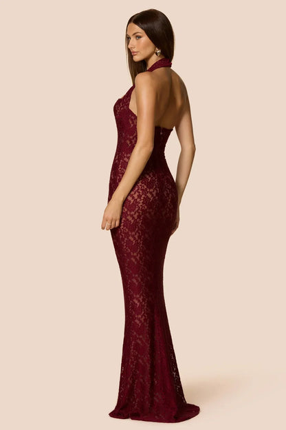 Nookie Mystique Halter Gown - Wine