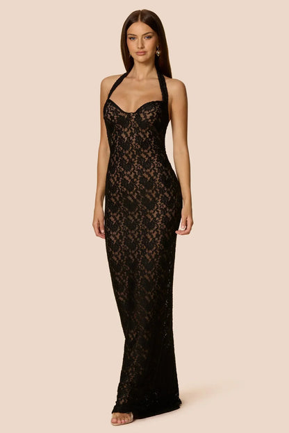 Nookie Mystique Halter Gown - Black